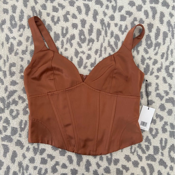 Jason Wu Tops - NWT JASON WU MEDIUM BROWN SATIN BUSTIER TOP